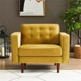 thumbnail image 2 of Chester Mid-Century Tufted Pillow Back Velvet Upholstered Arm Chair in Gold, 2 of 5