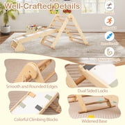 Spaco 3-in-1 Pikler Triangle Climbing Set Kids Foldable Montessori Toys with Ramp, Natural