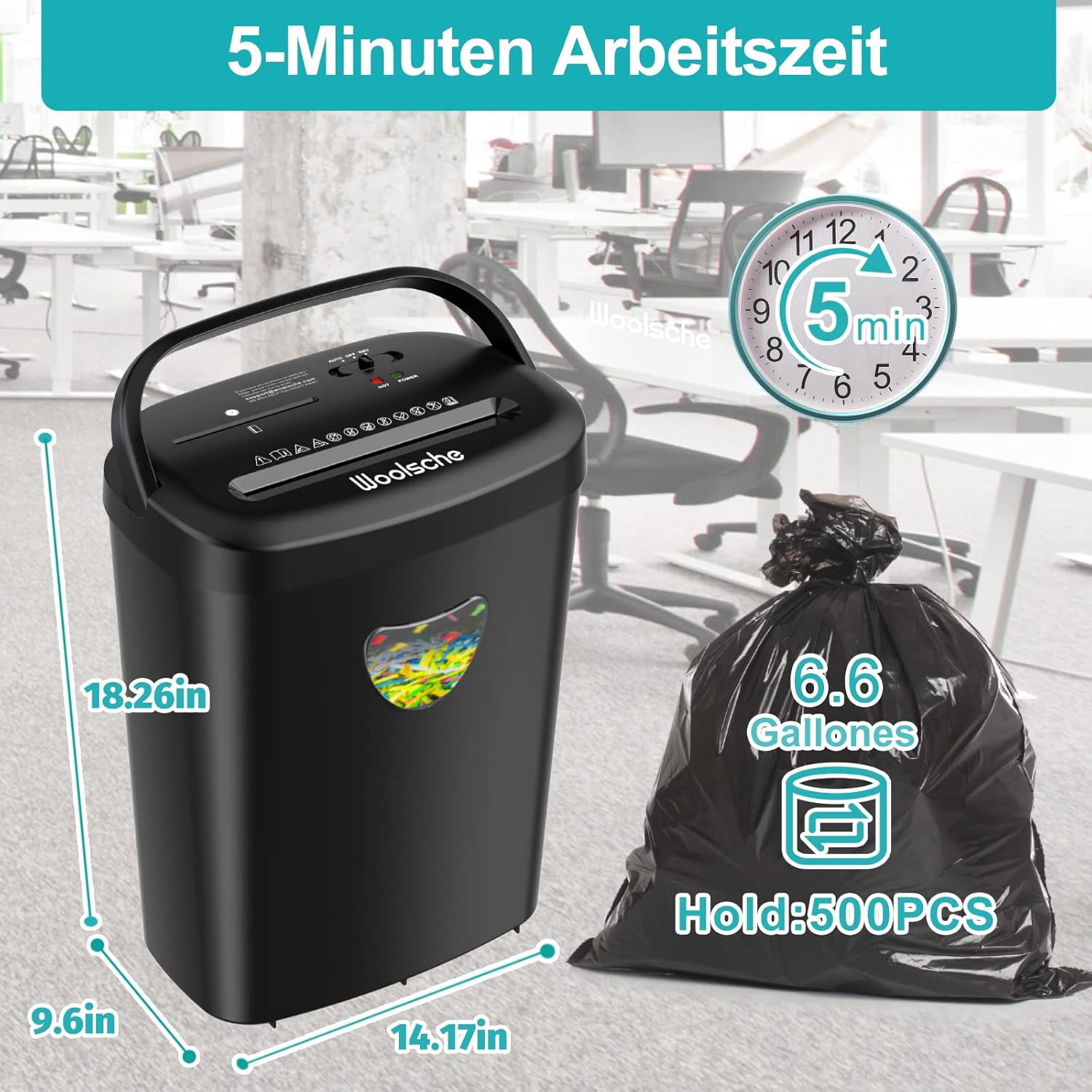 12‑Sheet Cross Cut Paper Shredder, Shreds Credit Cards, CDs & Paper Clips, 25L Bin for Home & Office Use