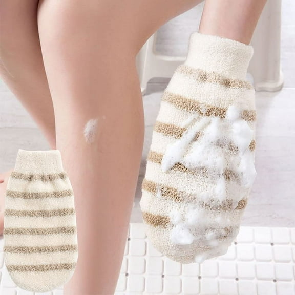 Casewin 4 Pcs Exfoliating Gloves, Bath Shower Gloves Mitts Bamboo Fiber Bath Gloves Body Cleaning Cloth Sponges for Exfoliating and Body Scrubber