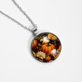 thumbnail image 4 of Thanksgiving Pumpkin Glass Design Circle Pendant Necklace - Stylish Jewelry for Women, 4 of 5