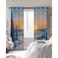 thumbnail image 2 of Winter Landscapes Black Out Curtains 72 Inch Long, Light Blocking Drapes with Black Liner, Snowfall Nature Forest Sunset Thermal Insulated Blackout Curtains for Bedroom Living Room 52"x72" 2 Panels, 2 of 8