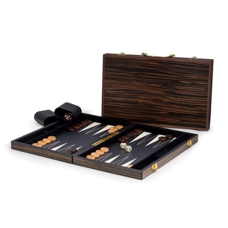 Bey-Berk International G547 Backgammon Set with Wenge Finished Wood Exterior Black & White Interior, Birch & Black