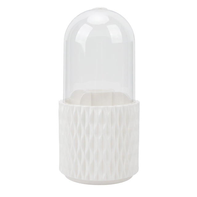 Organizador giratorio de brochas de maquillaje con tapa, soporte de 360 grados, caja de almacenamiento de cosméticos impermeable a prueba de polvo para Baño
