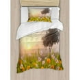 thumbnail image 3 of Nature Duvet Cover Set King Size, Daisy Flowers Meadow with Tree Background in Mist Ecp Garden Botany Fresh Scenery, Decorative 3 Piece Bedding Set with 2 Pillow Shams, Multicolor, by Ambesonne, 3 of 3