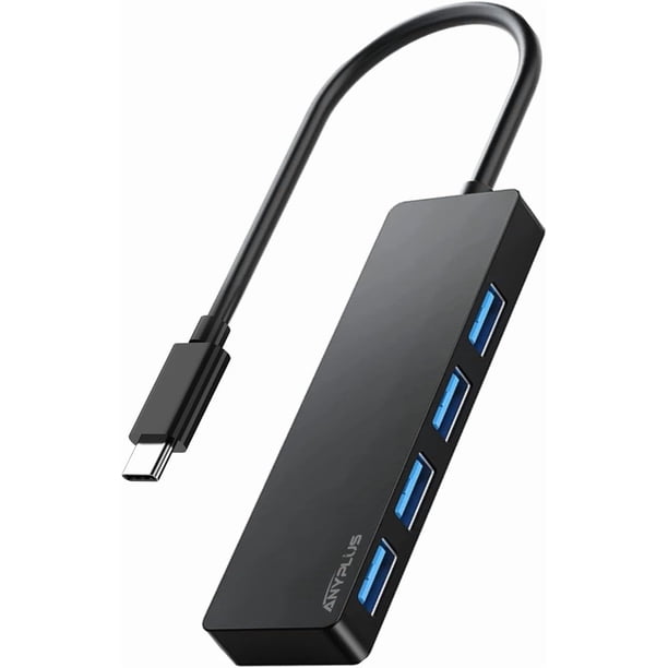 Hub USB C, divisor USB 3.0 de 4 puertos con transferencia de datos de 5Gbps, divisor USB C para tipo C, Pro, , Surface, XPS, unidad flash, HDD móvil