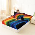 thumbnail image 4 of Manfei Watercolor Rainbow Twin Fitted Sheet, Graffiti Lines Art Bedding, Black Rainbow, 2-Piece, 1 Fitted Sheet and 1 Pillowcase, 4 of 6