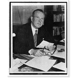 thumbnail image 2 of Historic Framed Print, [Lester Pearson, half-length portrait, seated at desk, facing slightly right, holding up radiogram], 17-7/8" x 21-7/8", 2 of 9