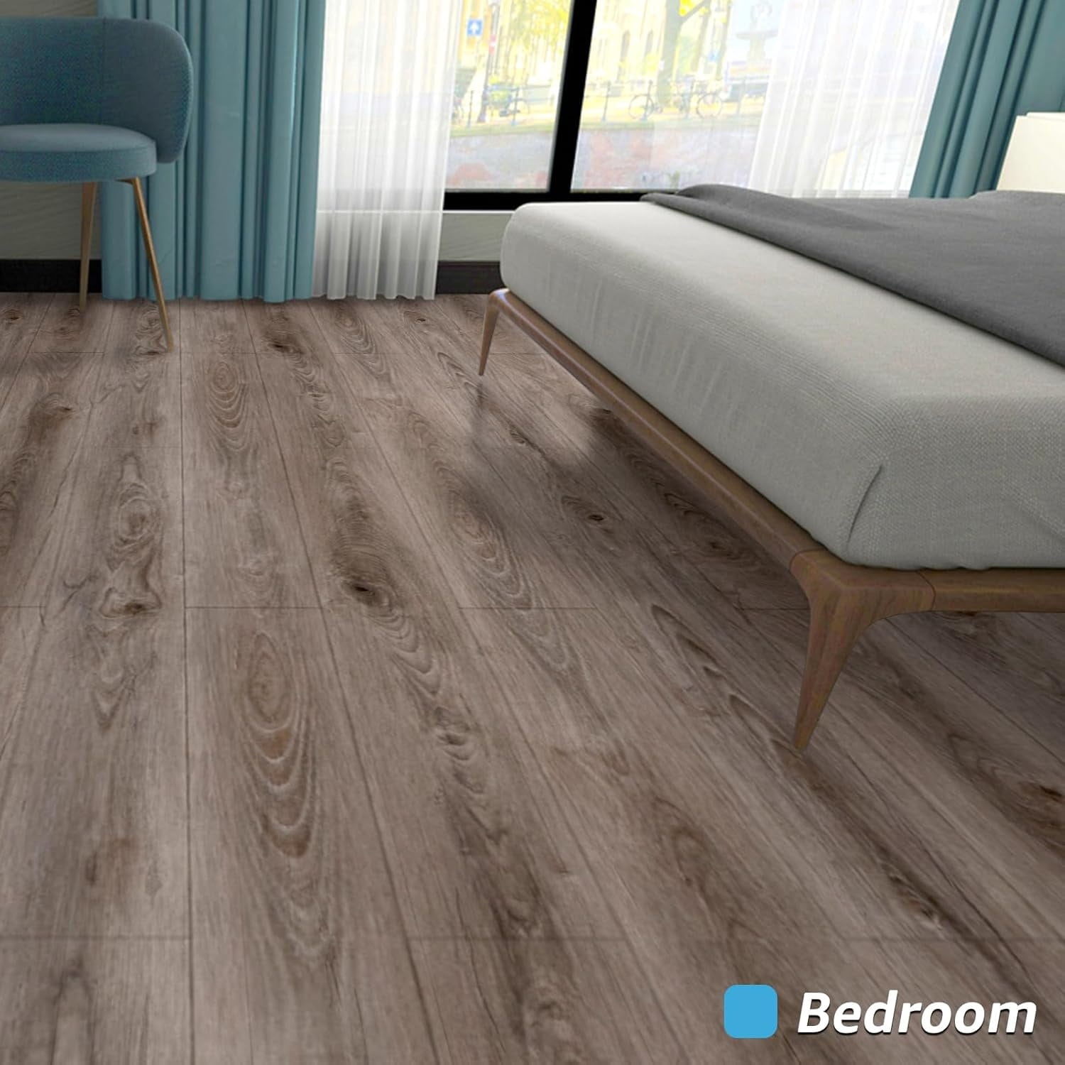 60 Sq.ft Peel and Stick Floor Tiles, 40Pcs Luxury Vinyl Plank Flooring Wood Look, Adhesive and Waterproof Tile Sticker for Bedroom, Living Room, Kitchen, Teak