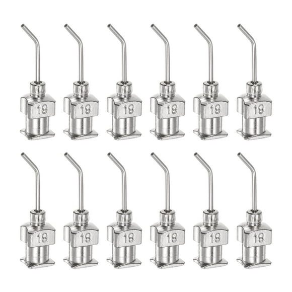 12uds Dispensadoras Agujas, Calibre 19 1/2" Inoxidable Acero Romo Punta 45 Grados Dobladas Dispensadoras Agujas para Tinta Cartuchos, Pegamento, Jeringas, Carpintería