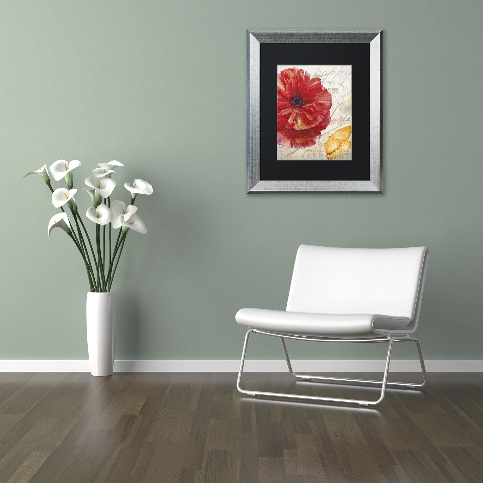 Trademark Fine Art "Red Poppy" Canvas Art by Color Bakery, Black Matte, Silver Frame