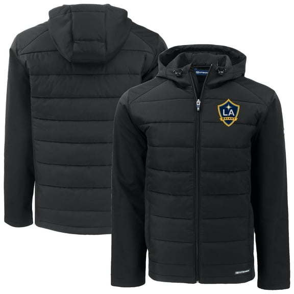 Men's Cutter & Buck Black LA Galaxy Evoke Hybrid Eco Softshell Recycled Full-Zip Jacket