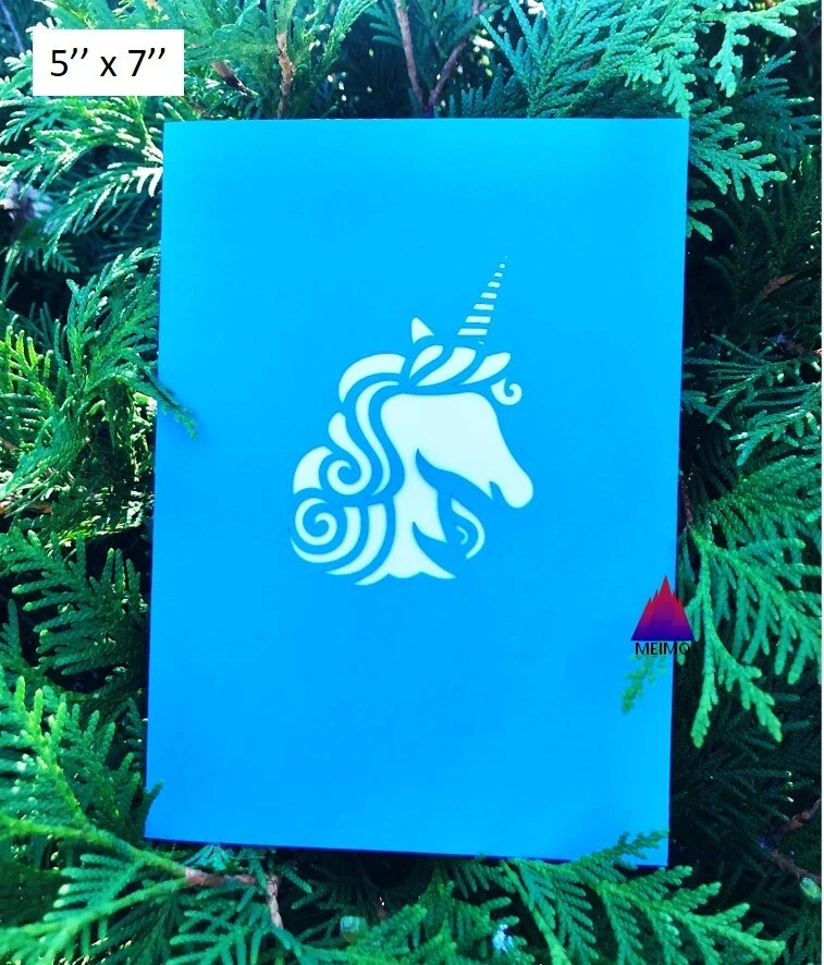 VAULT- 3D Pop Up Greeting Card Unicorn Handmade Birthday Thank You School Party Kids