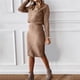 thumbnail image 4 of Vestido de suéter Vestido de punto para mujer Conjunto de dos piezas: suéter de punto y falda de punto midi Conjunto ajustado de 2 piezas Vestido midi Vestido tubo de cuello alto Conjunto, 4 of 5