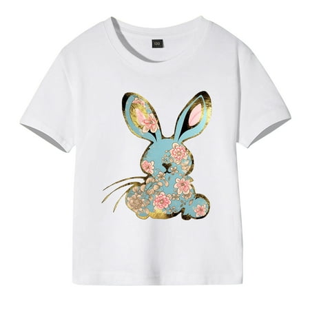 

Toddler Girls Boys Easter Summer Short Sleeve Letter Carton Prints T Shirt Tops for Children Clothes Soft Toddler Girl Clothes under 10 Overall for Baby Girl Girl Sweater Shirts Top with Bow Girls