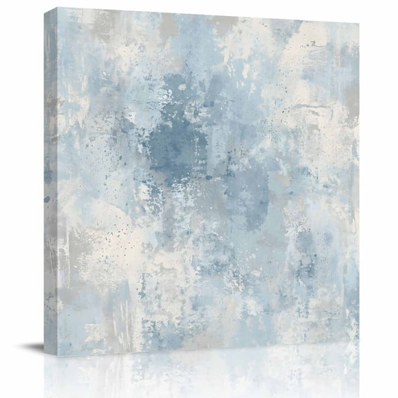 Wall Art Prints, Light Blue Grey Framed Canvas Prints for Bedroom Living Room Bathroom Office, Minimalism Gradient Mottled Patterned Gallery Wrap Wall Art Poster for Gifts Home Decor 20"x20"