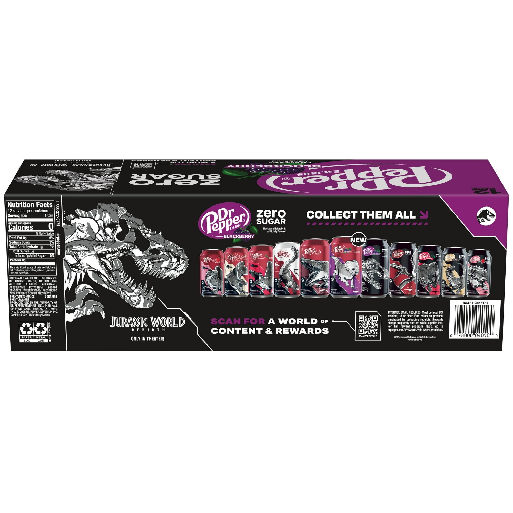 Dr Pepper Blackberry Zero Sugar Soda, 12 fl oz, 12 Pack Cans