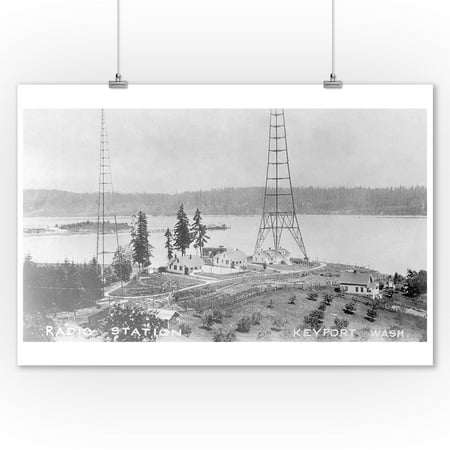 Keyport, Washington - Aerial View of Radio Station (9x12 Art Print, Wall Decor Travel (Best Techno Radio Station)