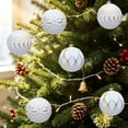 thumbnail image 4 of Kbndieu White Christmas Tree Balls Ornaments, 6PCS 3.15" Pre-Strung Hanging Ornament Decorations, Shatterproof Xmas Bulbs Plastic Hanging Balls for Xmas Tree Holiday Party Decor, 4 of 9
