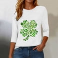 thumbnail image 4 of felwors St Patricks Day Shirt Women 2025 Casual Plus Size 3/4 Sleeve Irish Clover Shirts Funny Saint Patrick's Tunic Tops (White, S), 4 of 8