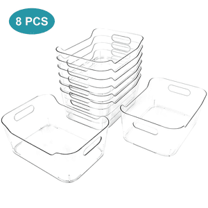 Taimasi 8-Pack Clear Plastic Storage Bins with Handles