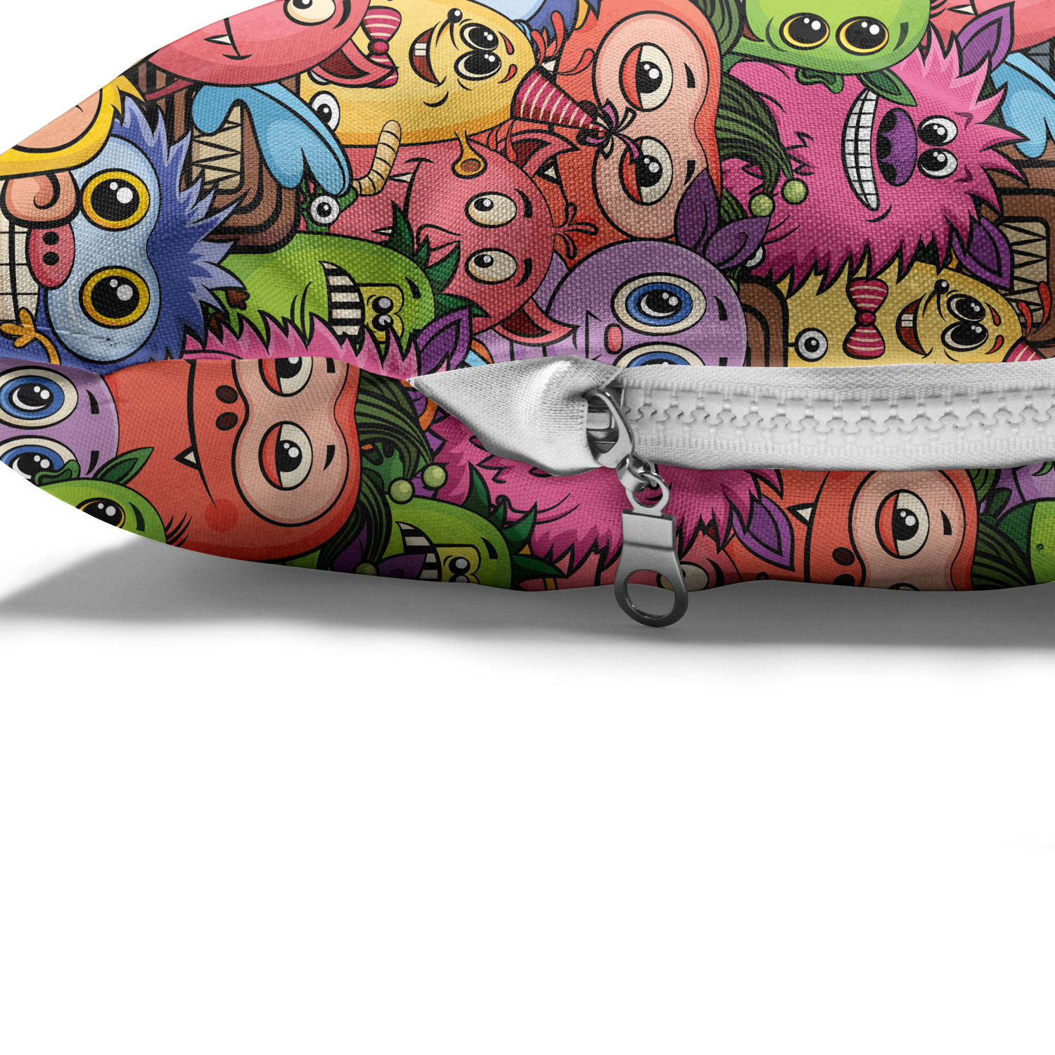 Alien Pet Bed, Carnival of Beasts Cartoon Monsters with Different Art Styles out of This World Theme, Resistant Pad for Dogs and Cats Cushion with Removable Cover, 24" x 39", Multicolor, by Ambesonne - image 4 of 4