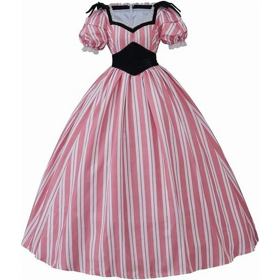 Pink and White Striped Victorian Rococo Dress Marie Antoinette Ball Gown Plus Size for Women