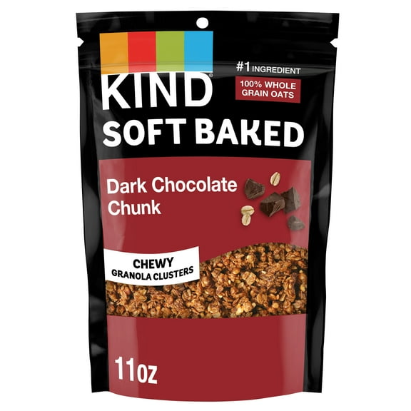 KIND Soft Baked, Dark Chocolate Chunk Chewy Granola Clusters, Instant, Gluten Free, 11 oz, Plastic Bag