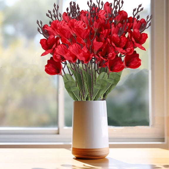Artificial Flowers, Realistic Magnolia Flower Bouquet, Spring Flowers For Home Wedding Decoration