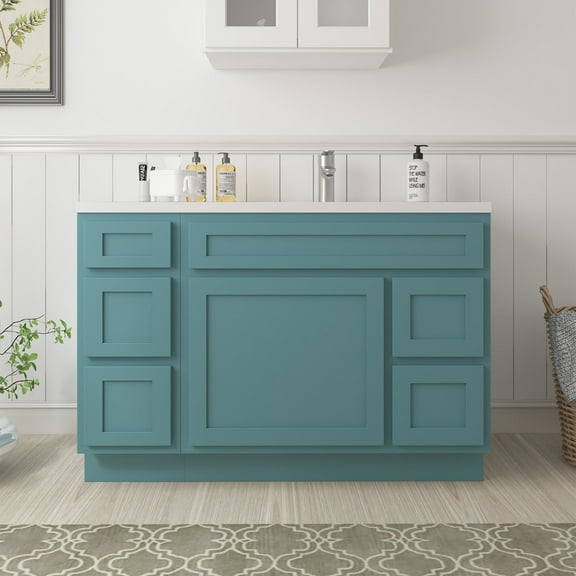 Vanity Art 48 in. W x 21 in. D x 32.5 in. H Bath Vanity Cabinet without Top in Sea Green