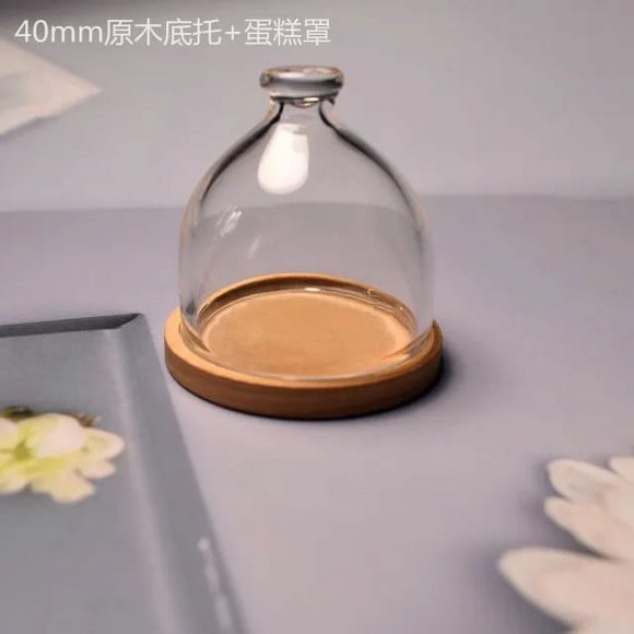 5X Wooden mini plate butter dish glass cover cake Dessert box doll house toy kitchen decor Festive party Creative Tableware
