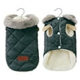 thumbnail image 1 of Pet Clothing Supplies Warm Fleece Padded Apparel Puppy Vest Pet clothes Plush Hoodie Cotton Padded Jacket Winter Coat GREEN M, 1 of 8