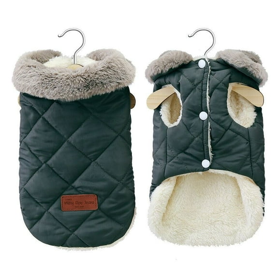 Pet Clothing Supplies Warm Fleece Padded Apparel Puppy Vest Pet clothes Plush Hoodie Cotton Padded Jacket Winter Coat GREEN M