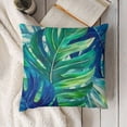thumbnail image 3 of SHANXI Summer Tropical Leaves Pillow Covers , Green Palm Leaf Decorative Throw Pillow Covers Square Linen Botanical Plant Outdoor Cushion Covers for Couch Home Sofa Decor 24x24in, 3 of 5