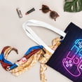 thumbnail image 5 of DouZhe Reusable Grocery Bags, Neon Play Now Game controller Lightweight Polyester Canvas Cloth Tote Bag for Travle Gym Shopping School, 15" x 16", 5 of 7