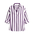 thumbnail image 6 of IMENGL Long Sleeve Shirts for Women Casual Striped V Neck Loose Fit Blouses Collared Clothes T-Shirt Soft Women's Basic Tee Long Sleeve Tops,Purple, 6 of 6
