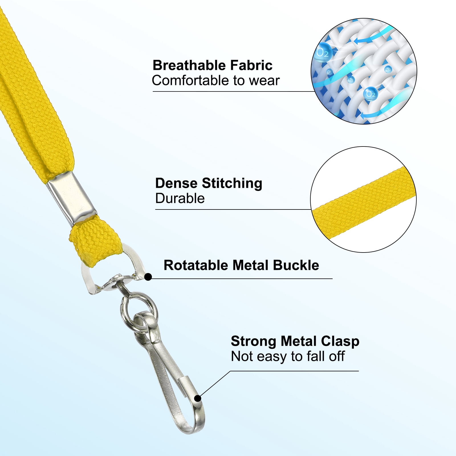 Uxcell Lanyards, 100 Pack Neck Lanyards Bulk with Swivel Hook Clip for ID Badges Holder, Keys, Office, Teachers, Yellow