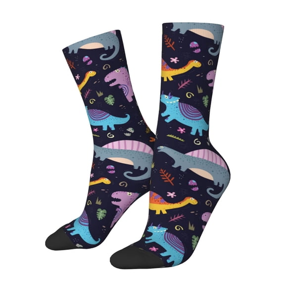 Vsdgher Cartoon Dinosaur Crew Socks for Men & Women, Breathable Casual Athletic Ankle Socks
