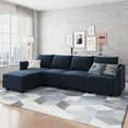 thumbnail image 1 of HONBAY Canapé en Velours en Forme de L avec Méridienne Réversible et Pouf de Rangement pour Salon, Bleu Marine, 1 of 9