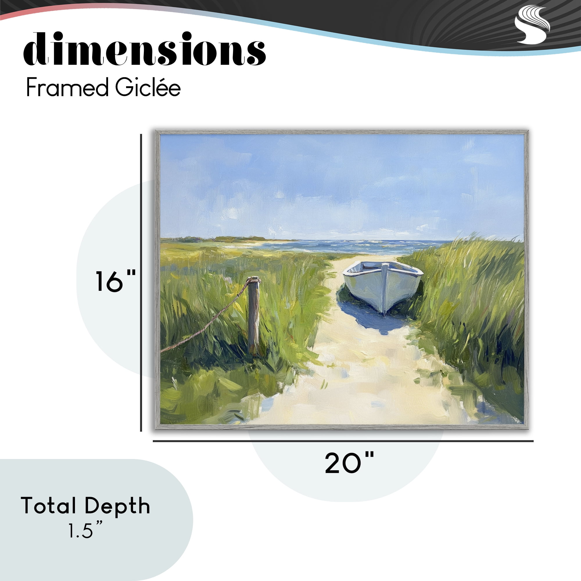 Stupell Industries Moored Boat on Path Gray Framed Giclee Art, design by Sisi and Seb