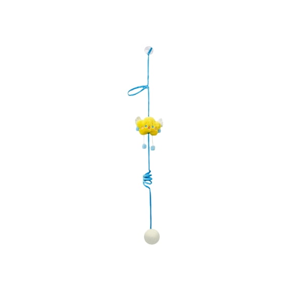 Self-Playing Hanging Cat Teaser Toy with Suction Cup, 51" Elastic Bouncy String Doorway Interactive Cat Toy with Plush Cloud & Pom Pom for Indoor Cats Exercise and Boredom Relief