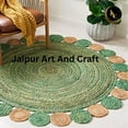 thumbnail image 5 of Jaipur Art And Craft Yellow with Beige Border Round Jute Area Rug Hand Braided Reversible Carpet for Home (4x4 Sq Ft), 5 of 5