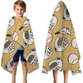 thumbnail image 3 of Yellow Baseball Items Pattern Hooded Bath Towel，50"x30" for Ages 3 To 12 Kids, Quick Dry Lightweight Soft Microfiber Hood Beach Towel Cover Up for Kids, 3 of 7