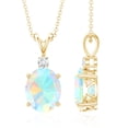 thumbnail image 3 of Oval Ethiopian Opal Solitaire Pendant Necklace with Diamond (1 Carat), 14K Yellow Gold, 3 of 7