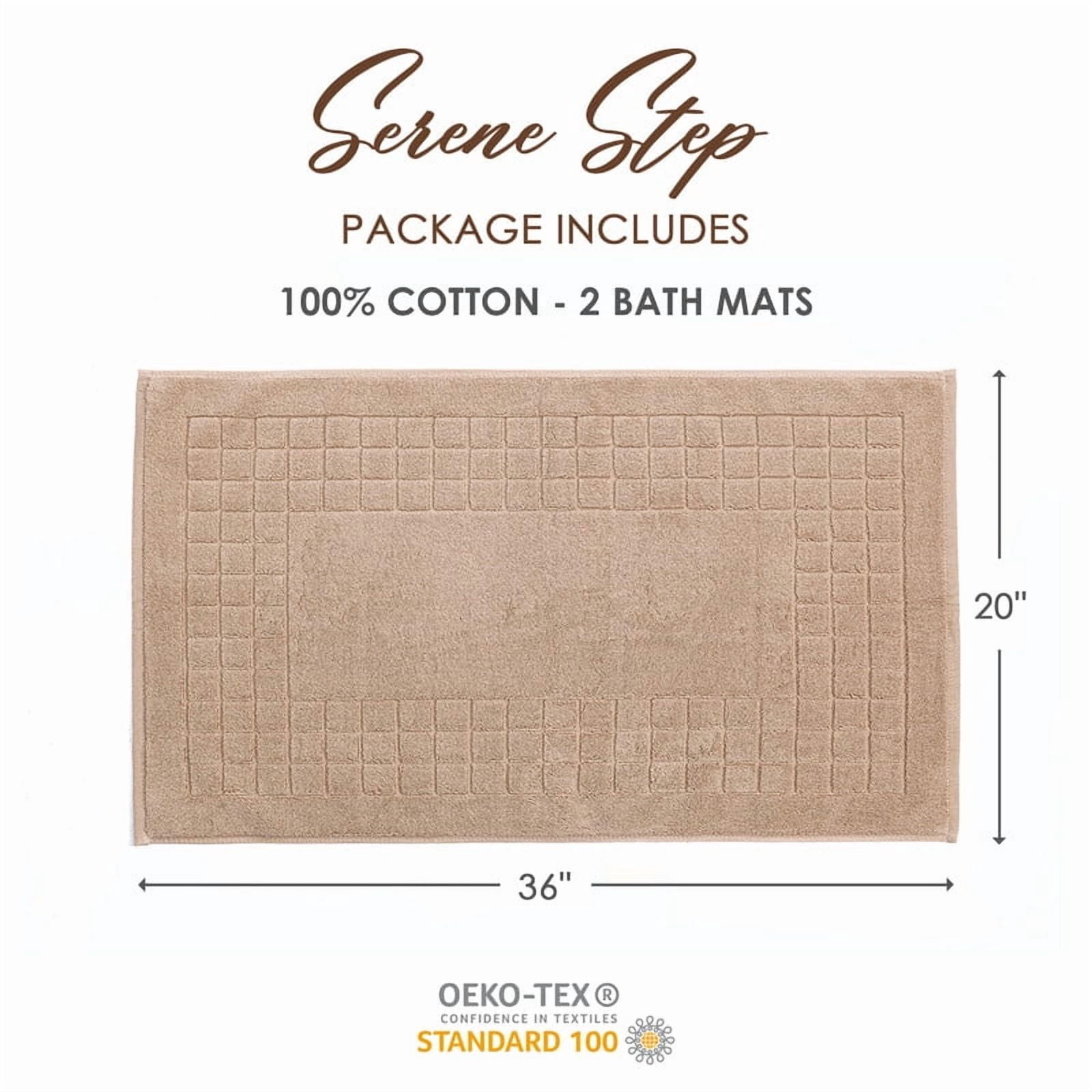 Evimpex Bath Mats, 20 x 36 Inches, 2pcs/set, 100% Ring Spun Cotton - Highly Absorbent, Quick-Dry, Soft, and Machine Washable Shower Bathroom Floor Mat for Home Use