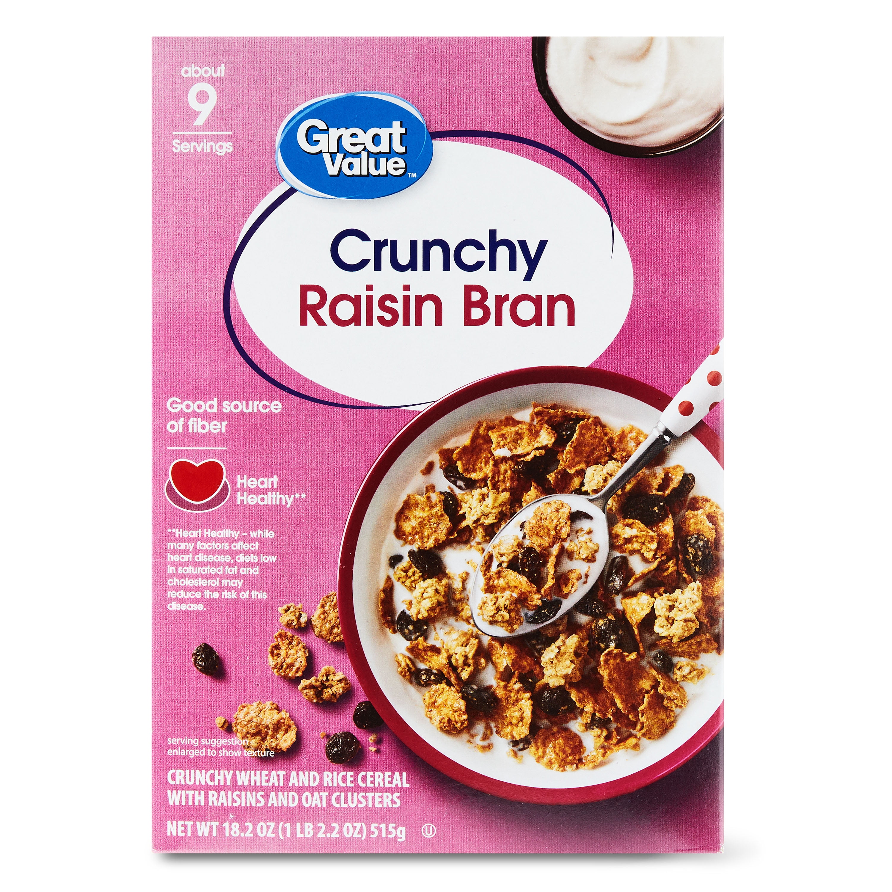 Great Value Crunchy Raisin Bran Breakfast Cereal 18 2 Oz Walmart Com