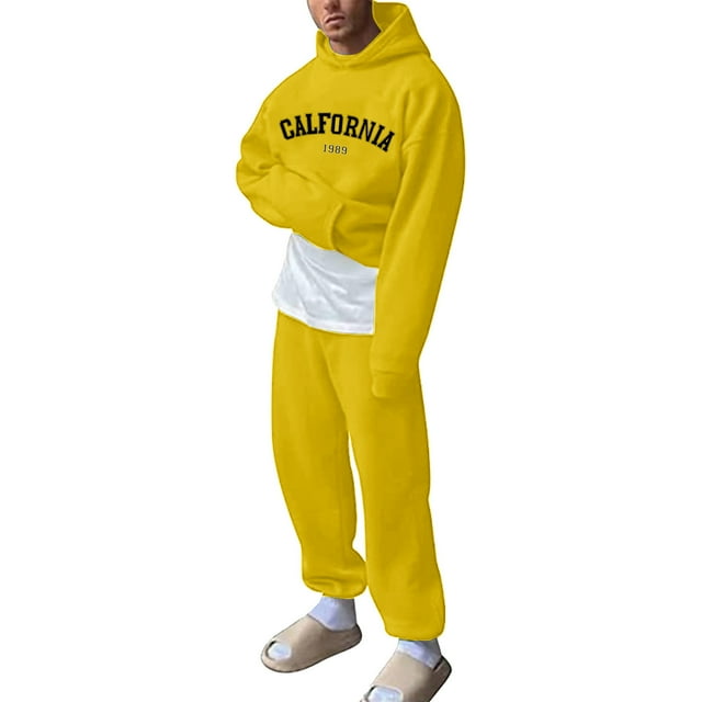 TIMIFIS Survêtement pour Homme 2 Pcs à Capuche, Ensemble de Sport Athlétique, Chandail à Enfiler Décontracté pour Course, Jogging, Ensemble de Tenue de Sport SetsFall
