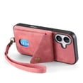 thumbnail image 4 of For Iphone 16 Plus Retro Card Wallet Fold Leather Phone Case With Strap(Pink),iPhone 12, 4 of 8