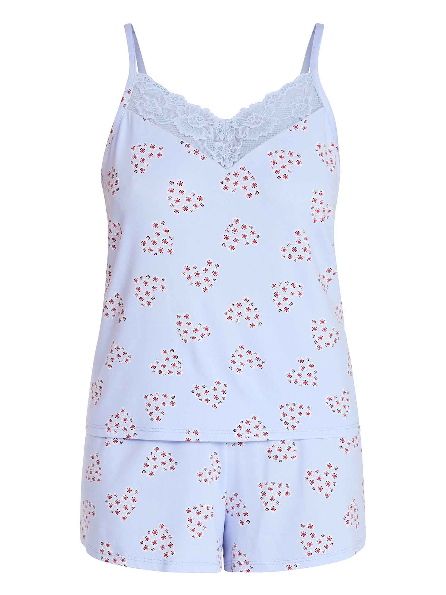 Joyspun Women’s Dreamy Soft Collection Lace Trim Knit Cami and Shorts Set, Sizes XS-3X