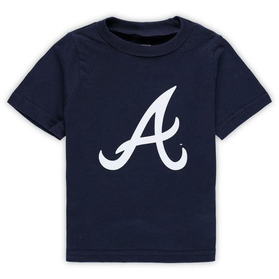 Infant Navy Atlanta Braves Team Crew Primary Logo T-Shirt